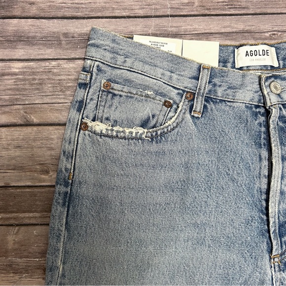 Agolde Curio Light Wash Mid Rise Relaxed Boot Cut Off Distressed Jeans 30 NWT - Picture 5 of 13